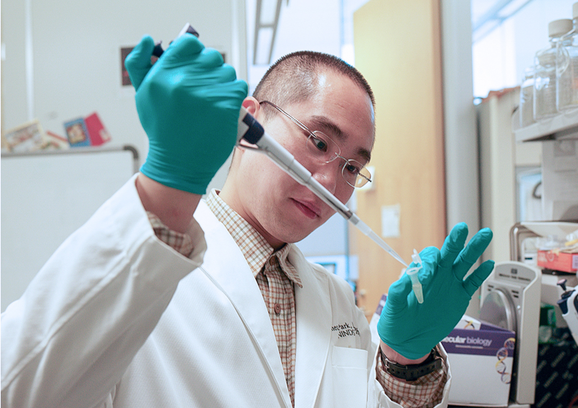 Clinical Fellow James Park prepares DNA for experiments in neurons.