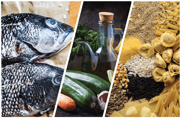 Fish, olive oil, and grains