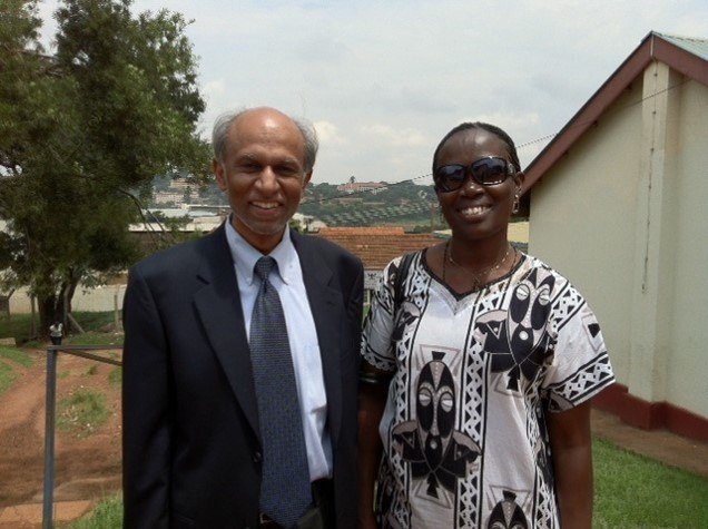 Dr. Nath at a hospital in Kampala, the capital city of Uganda, with a pediatrician who was treating Nodding Syndrome patients.