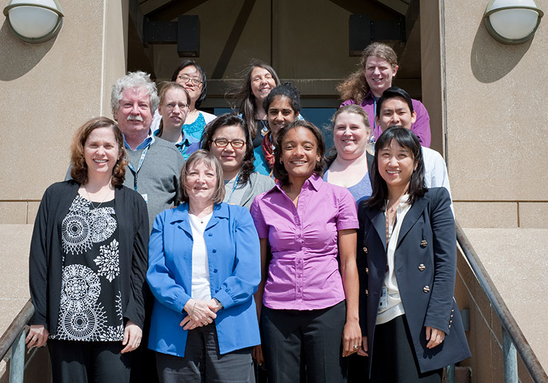 The team (Left to right, front to back): Cristina Justice, Alexa Sorant, Cheryl Cropp, Yoonhee Kim; Alexander Wilson, Heejong Sung, Claire Simpson; Silke Szymczak, Mera Tilley, Bhoom Suktitipat; Qing Li, Joan Bailey-Wilson, and Brian Perry