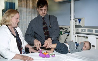 A three-year-old patient with no diagnosis for his developmental disorder undergoes a neurological exam