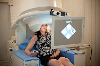 N-back testing combined with MEG allows Zarate’s team to measure brain functional connectivity as a biomarker of treatment response