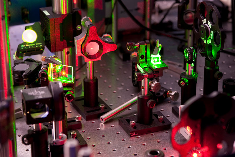 Custom laser setups are integral to Neuman’s research
